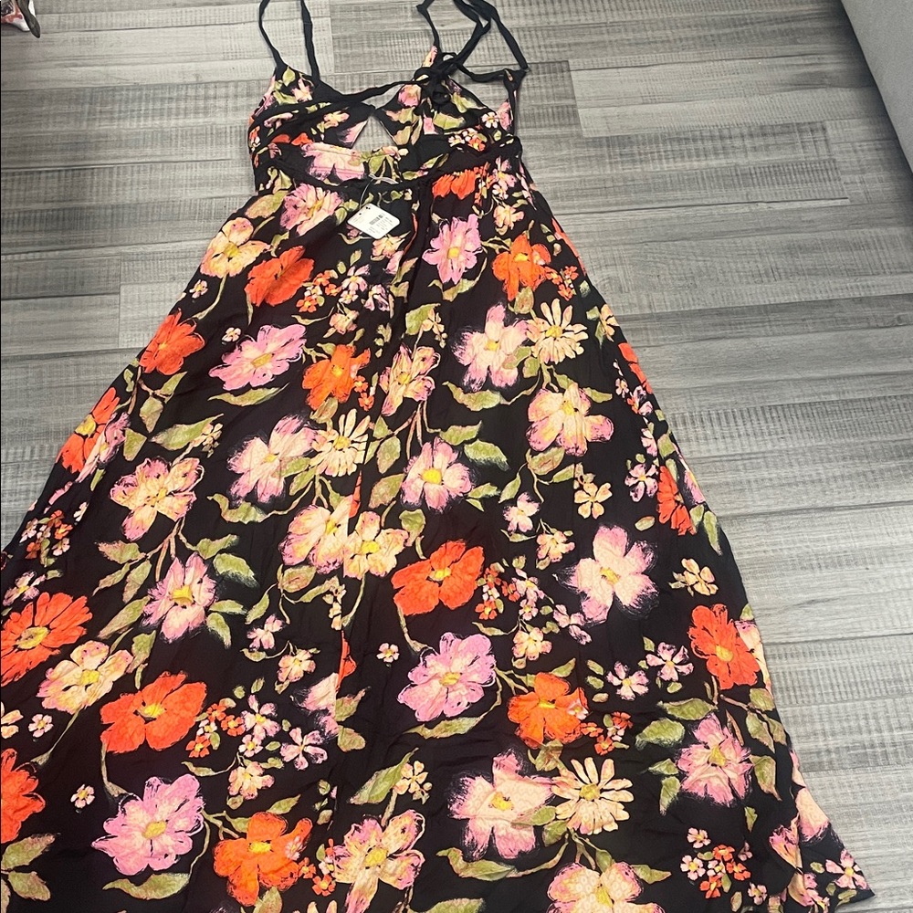 Free People Floral Maxi Dress - Black, Pink, Orange - Picture 9 of 10